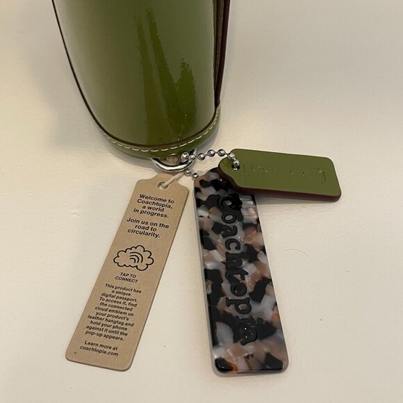 NWT Coach Wavy Dinky Bag Crinkle Patent Leather Olive Coachtopia CQ0… - Picture 6 of 14